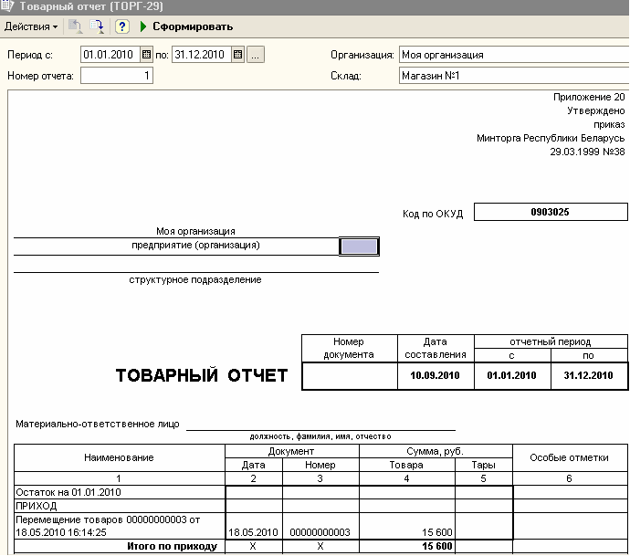 Программа товарный отчет скачать бесплатно