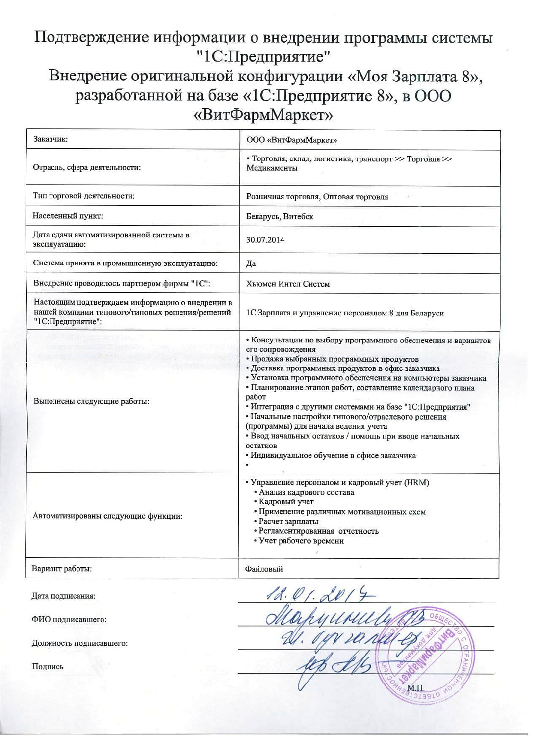 Отзыв ООО «ВитФармМаркет»