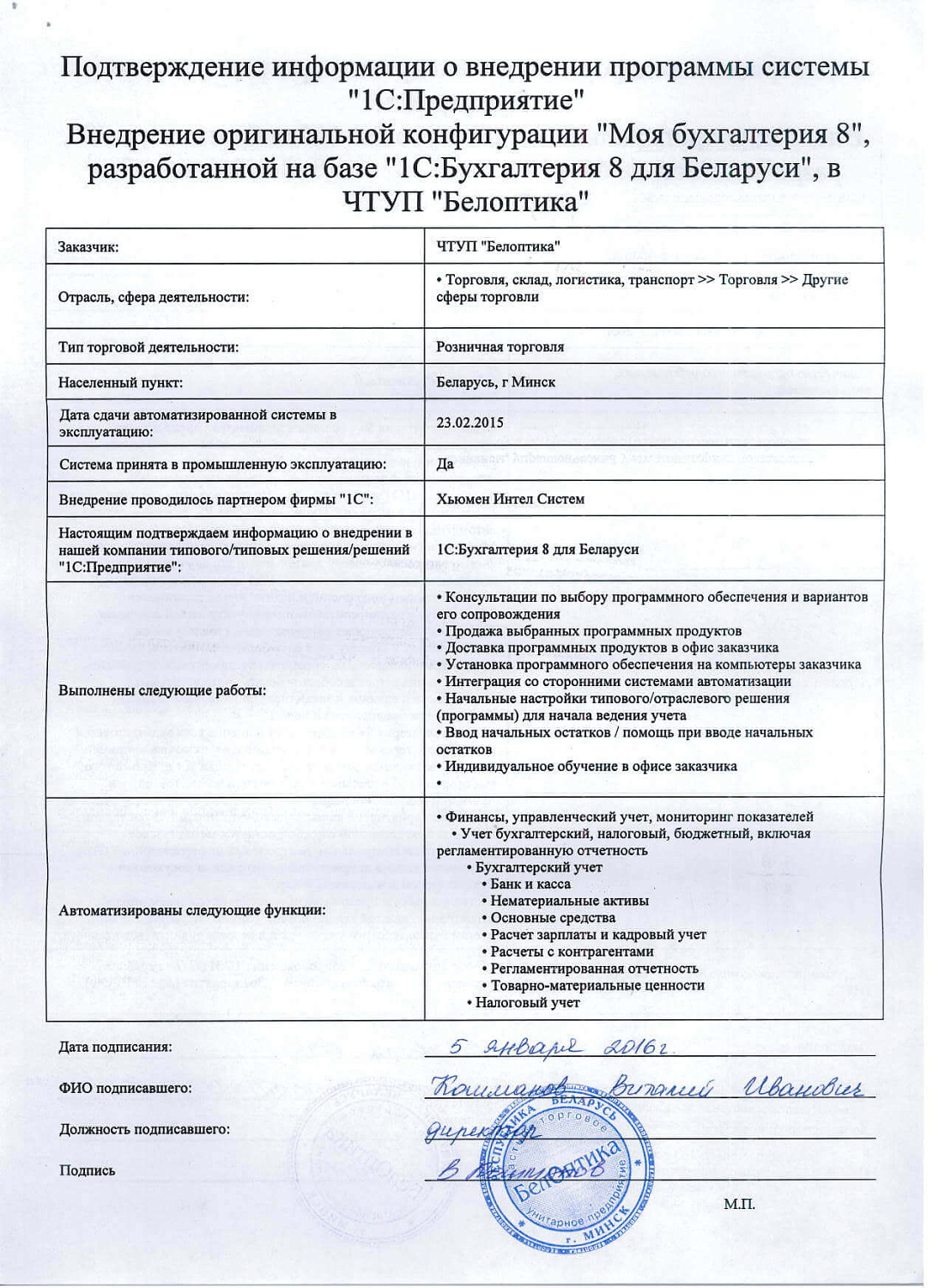 Отзыв ЧТУП «