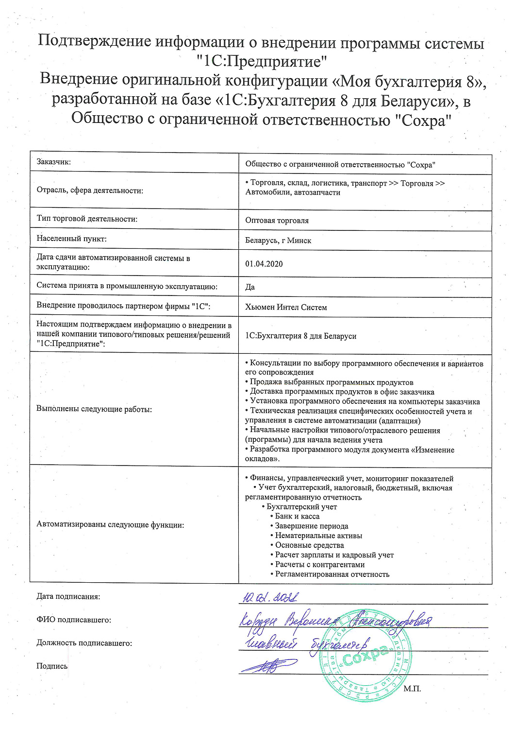 Отзыв ООO 