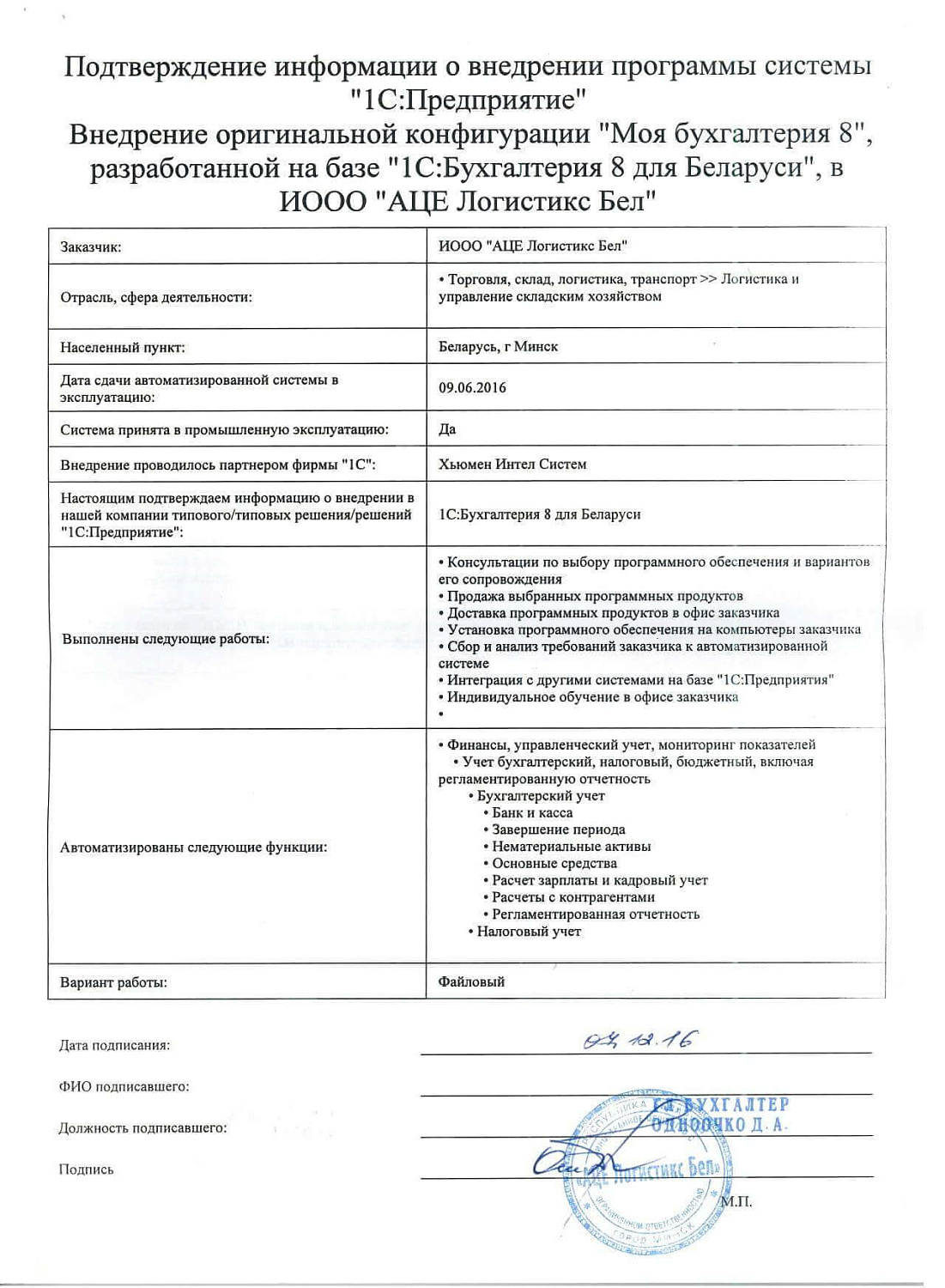 Отзыв ИООО «