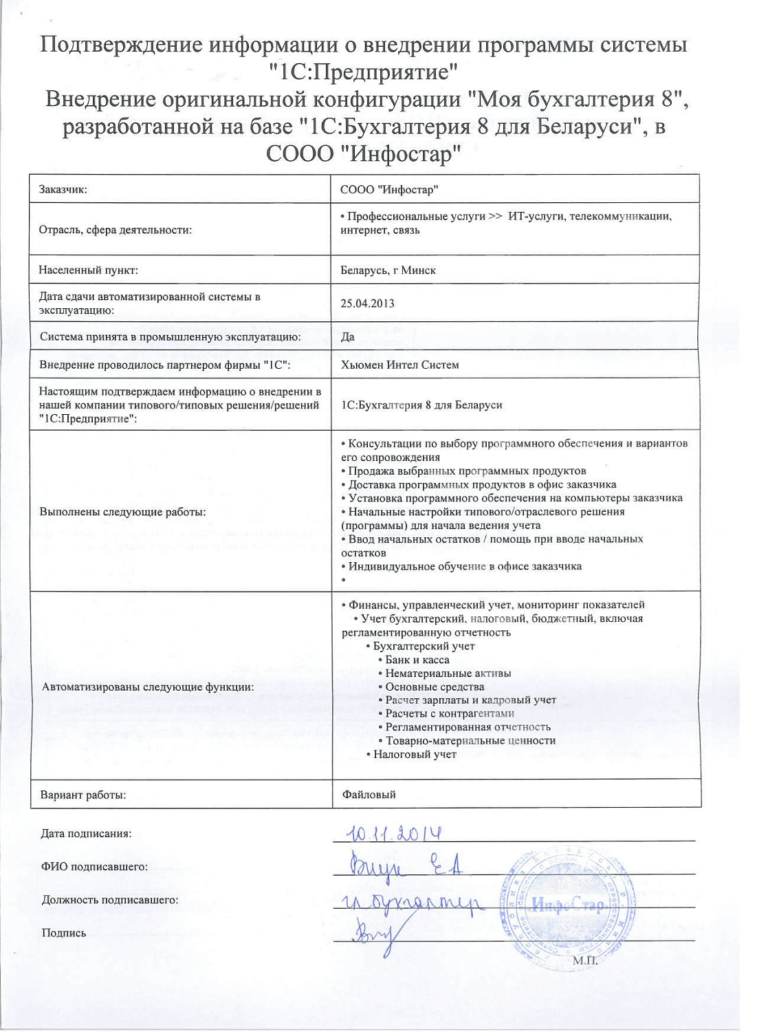 Отзыв СООО «