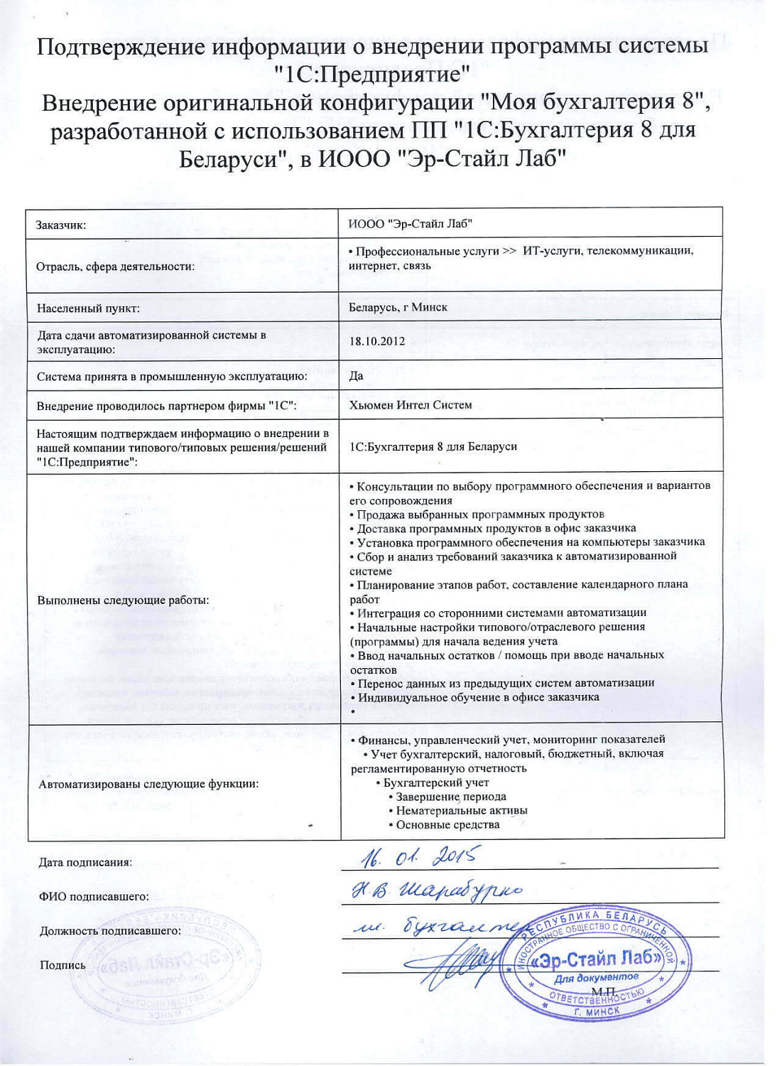 Отзыв ИООО «