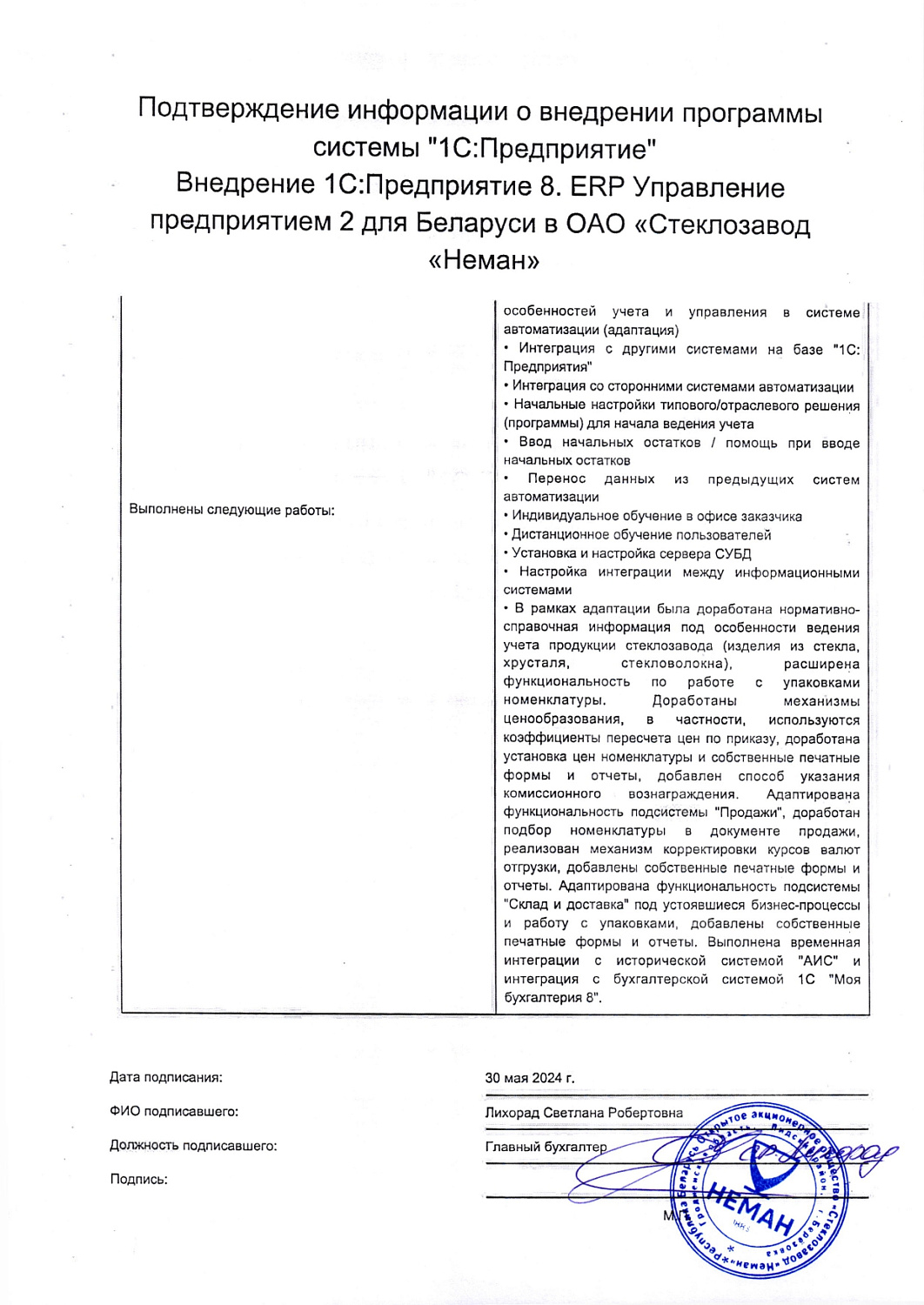 ОАО «Стеклозавод «Неман»  