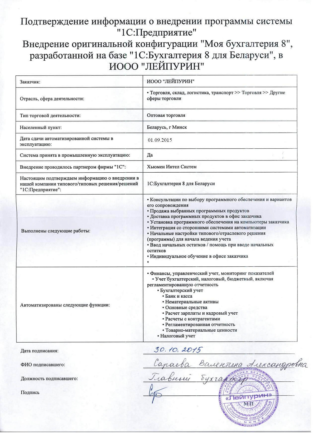 Отзыв ИООО «