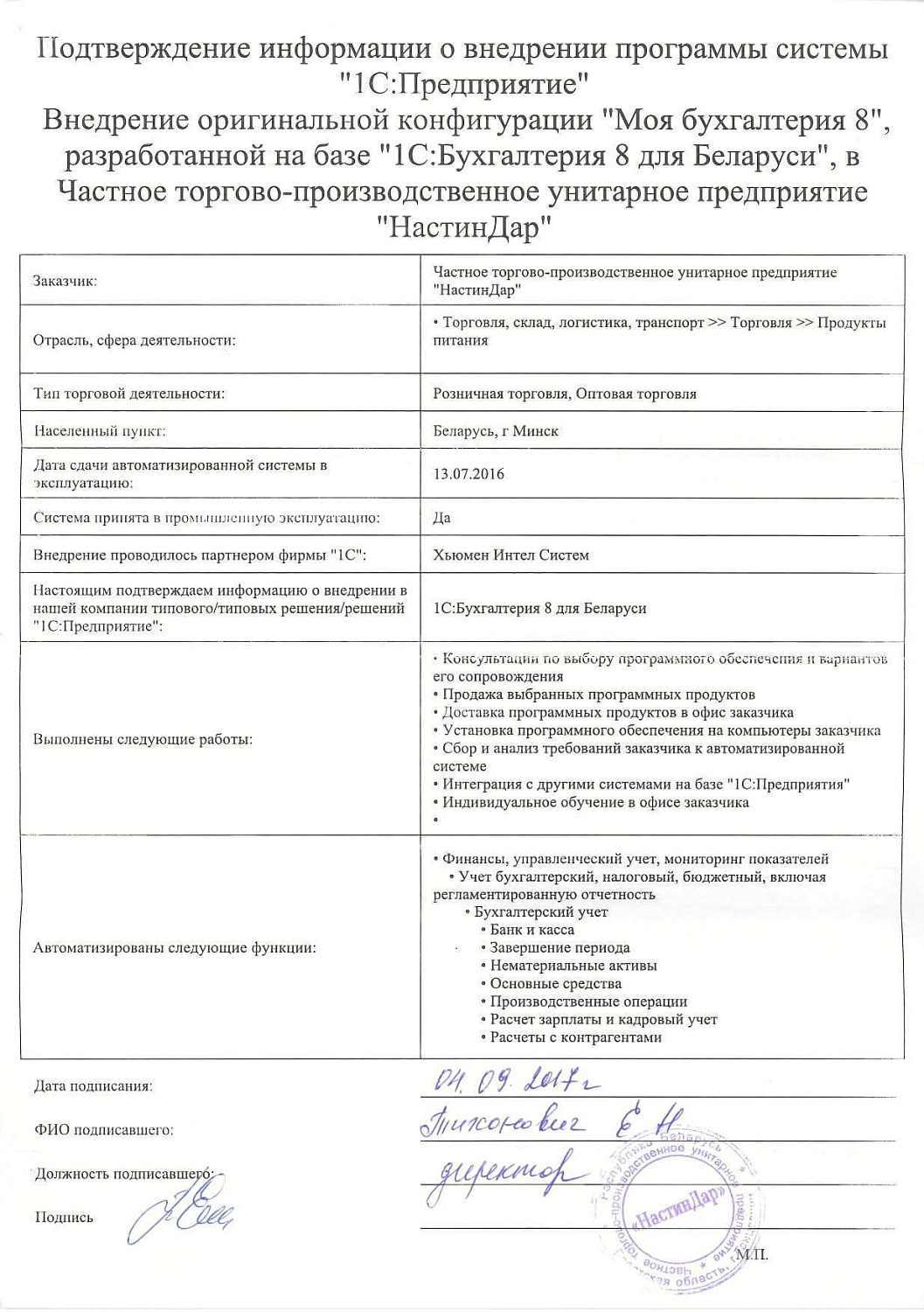 Отзыв Частное торгово-производственное УП 