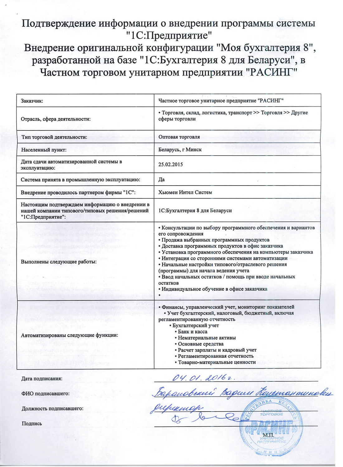 Отзыв ЧУП «