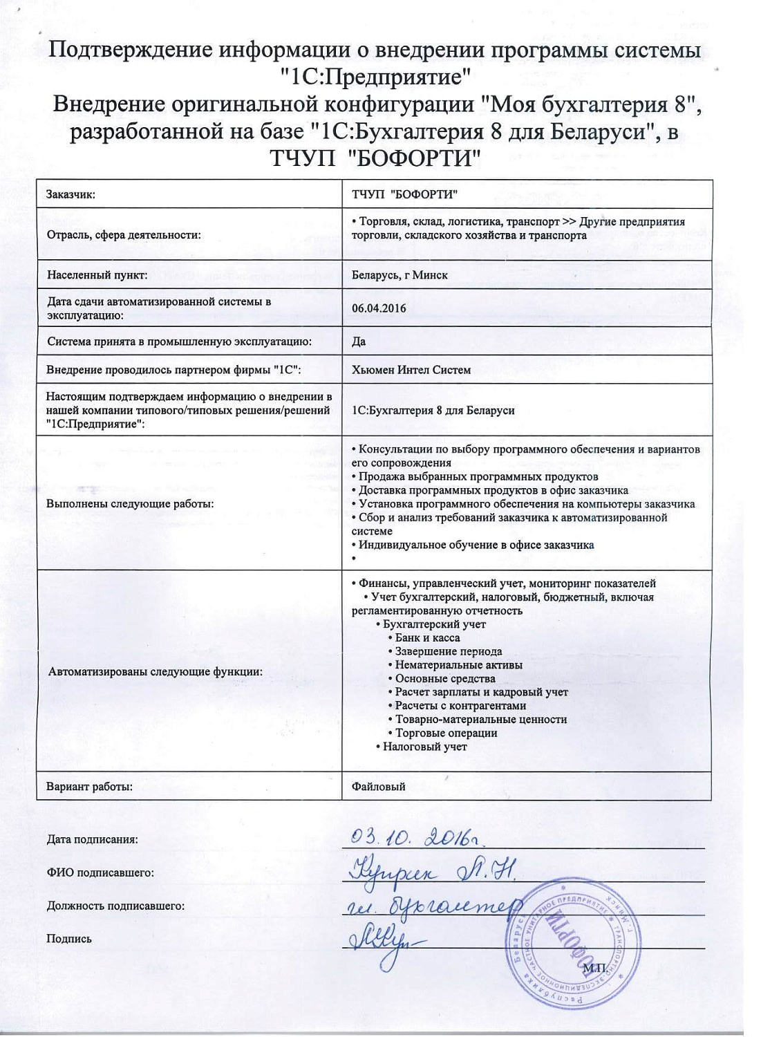 Отзыв ТЧУП «