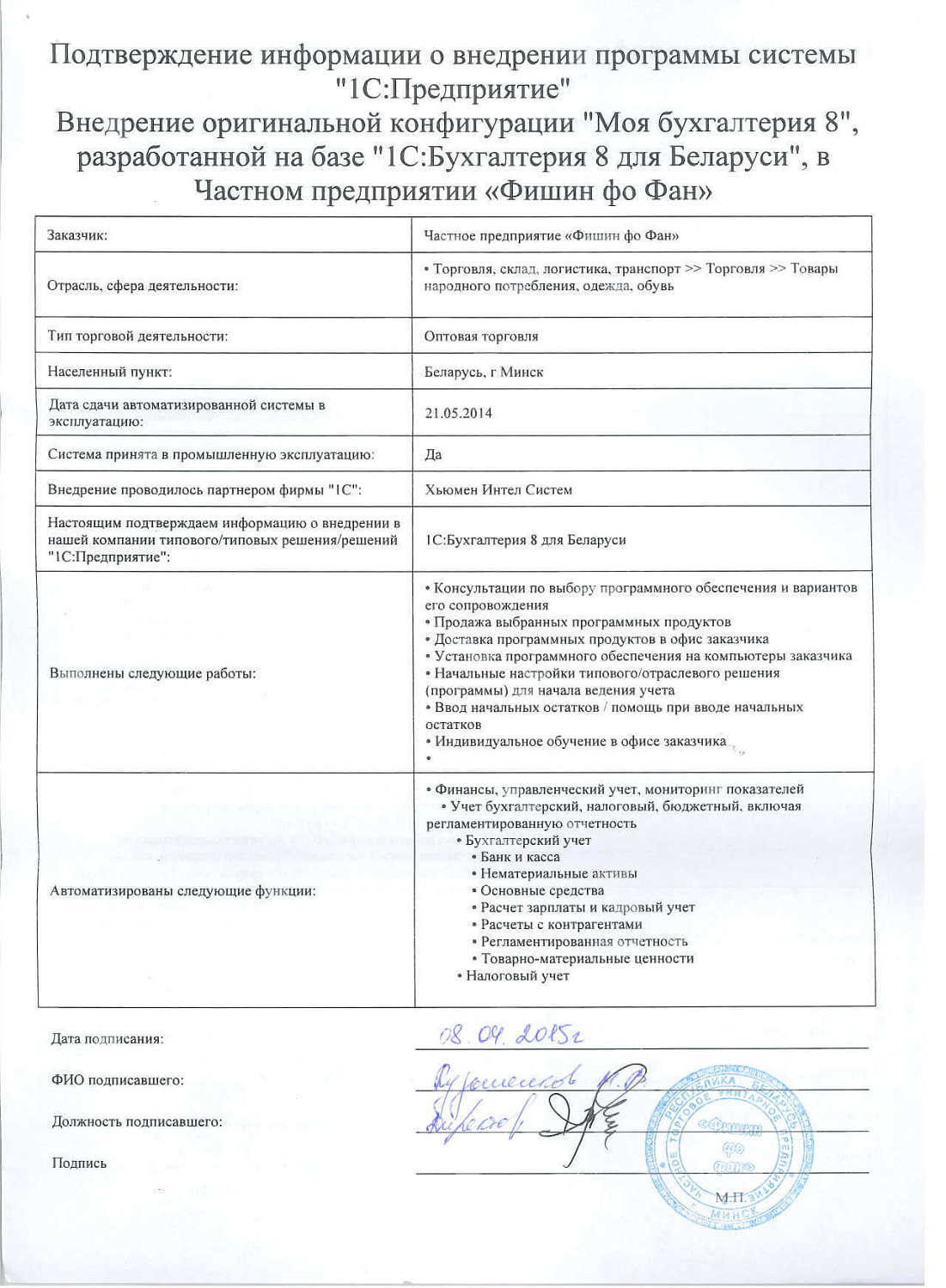 Отзыв Частное предприятие «Фишин фо Фан»